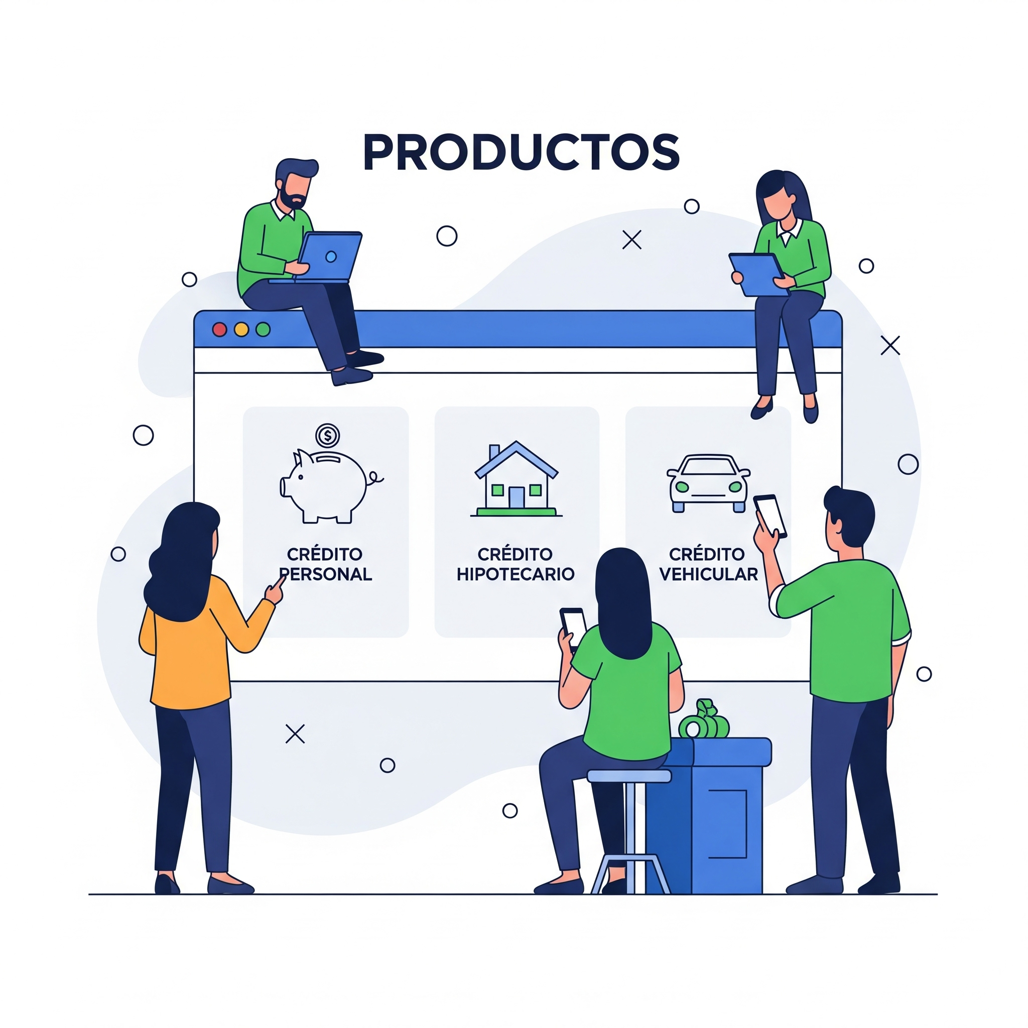 Selección de productos financieros - créditos personales, hipotecarios y vehiculares